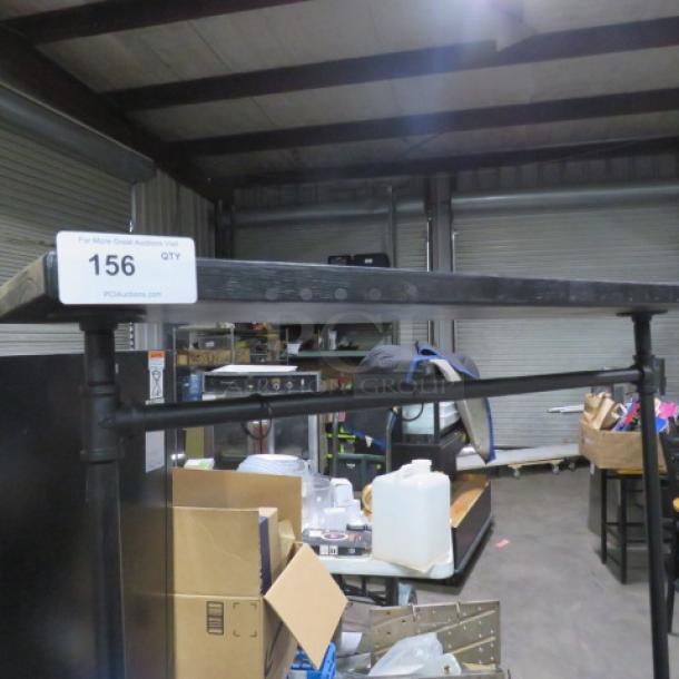 One Industrial Look Coat Hanger With Wooden Top. 43X18X65.5 - Image 2 of 2