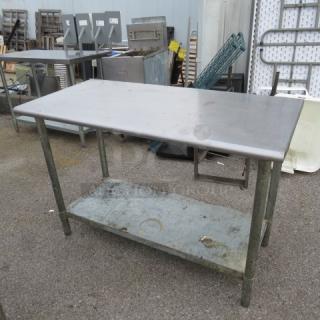 One Stainless Steel Table With Under Shelf. 48X24X33