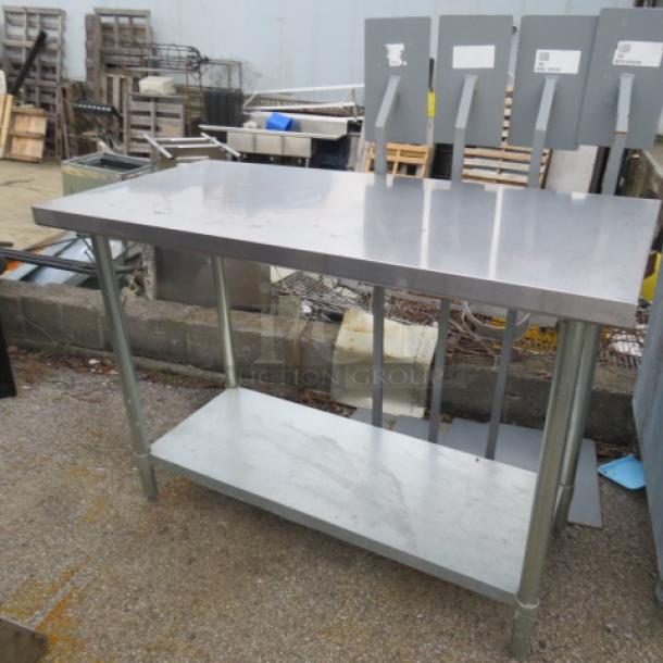 One Stainless Steel Table With Under Shelf. 48X24X35 - Image 1 of 1