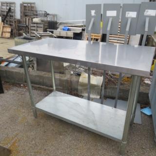 One Stainless Steel Table With Under Shelf. 48X24X35