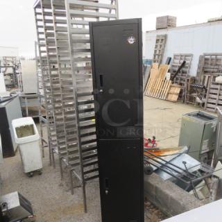 One Metal 2 Door Locker With 1 Key. 15X17X71