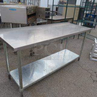 One Stainless Steel Table With under Shelf. 72X24X36
