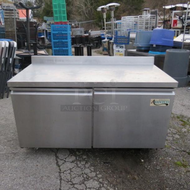 One 2 Door Avantco Cooler With 2 Racks, On Casters. Model# 178SSWT60RHC. 115 Volt. 60X29.5X39 - Image 1 of 2