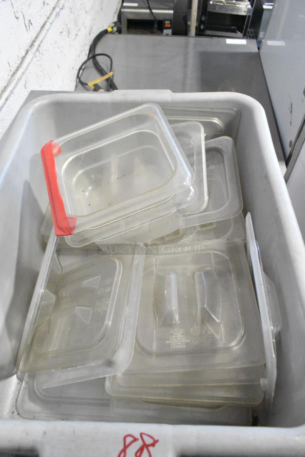 ALL ONE MONEY! Lot of Various Items Including Poly Drop In and Lids in Gray Poly Bus Bin - Image 2 of 6