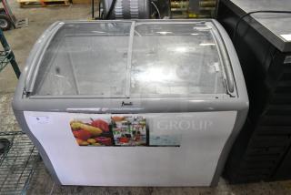 2021 Avanti CFC836Q0WG Metal Commercial Chest Freezer Merchandiser. 115 Volts, 1 Phase. Tested and Working!