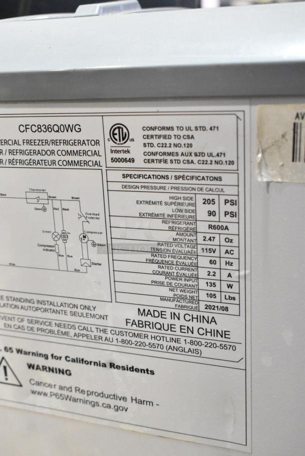 2021 Avanti CFC836Q0WG Metal Commercial Chest Freezer Merchandiser. 115 Volts, 1 Phase. Tested and Working! - Image 6 of 6