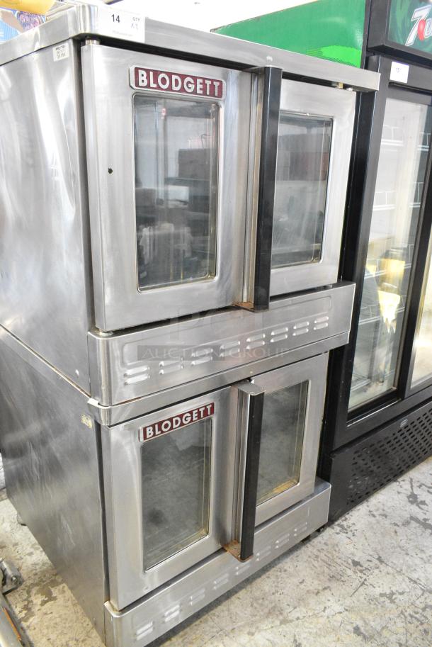 2 Blodgett Stainless Steel Commercial Natural Gas Powered Full Size Convection Ovens w/ View Through Doors and Metal Oven Racks on Commercial Casters. 2 Times Your Bid! - Image 1 of 7