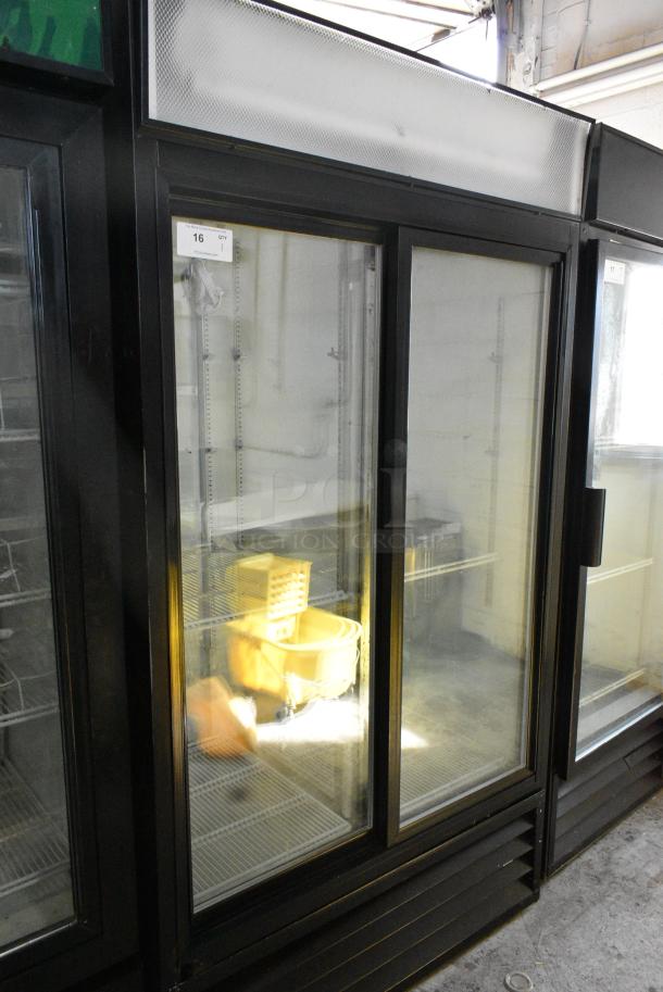 Metal Commercial 2 Door Reach In Cooler Merchandiser w/ Poly Coated Racks. 115 Volts, 1 Phase. Tested and Powers On But Does Not Get Cold - Image 2 of 10