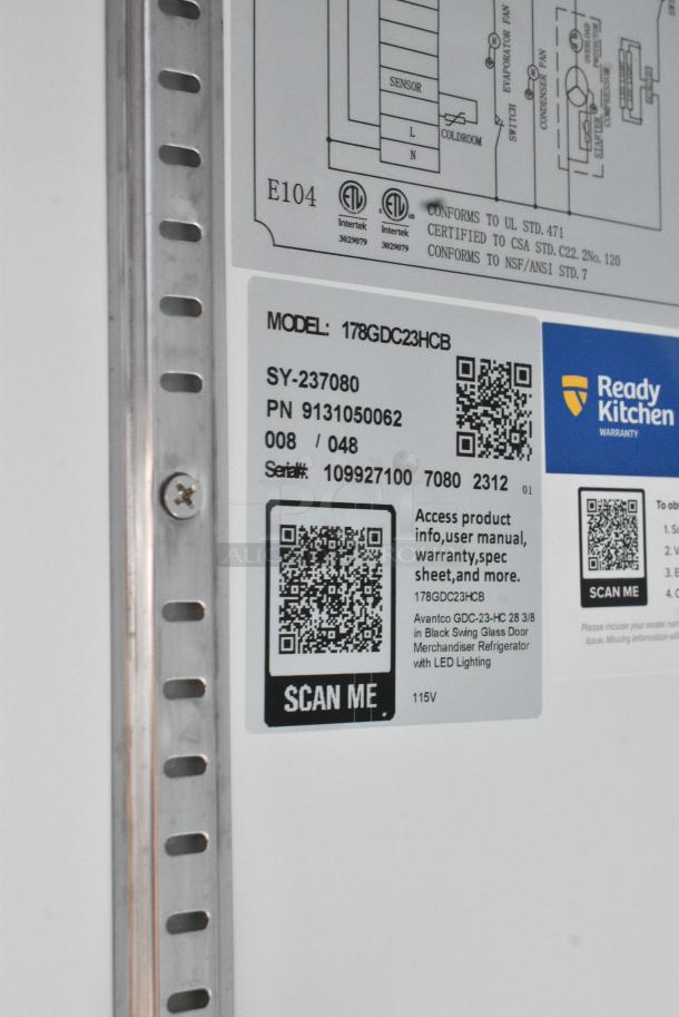 BRAND NEW SCRATCH AND DENT! 2023 Avantco Metal Commercial Single Door Reach In Cooler Merchandiser w/ Poly Coated Racks. 115 Volts, 1 Phase. Tested and Working! - Image 7 of 7