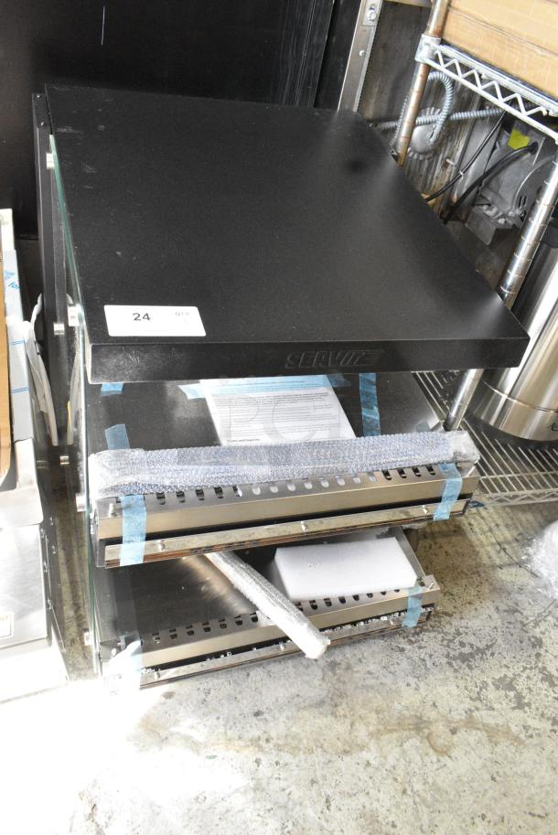 BRAND NEW SCRATCH AND DENT! ServIt 423OAM65D Metal Commercial 24" Full Service Slanted 2-Shelf Countertop Heated Display Merchandiser. 120 Volts, 1 Phase. Tested and Working! - Image 1 of 8