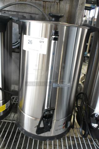 BRAND NEW SCRATCH AND DENT! Avantco 177CU100ETL 100 Cup (500 oz.) Double Wall Stainless Steel Coffee Urn / Coffee Percolator. 120 Volts, 1 Phase.