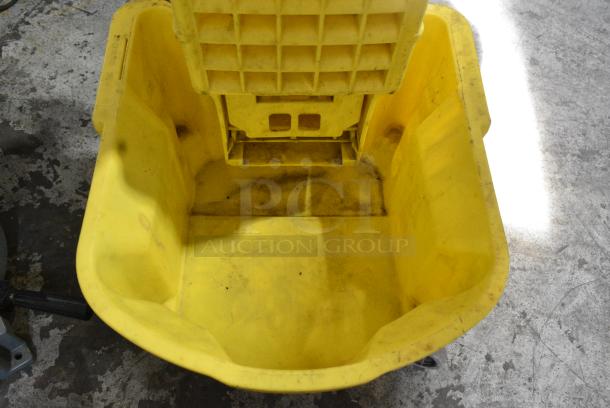 Yellow Poly Mop Bucket w/ Wringing Attachment on Commercial Casters. - Image 5 of 8