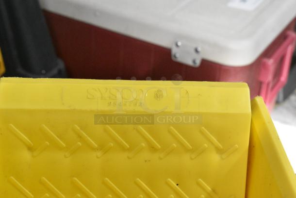 Yellow Poly Mop Bucket w/ Wringing Attachment on Commercial Casters. - Image 6 of 8