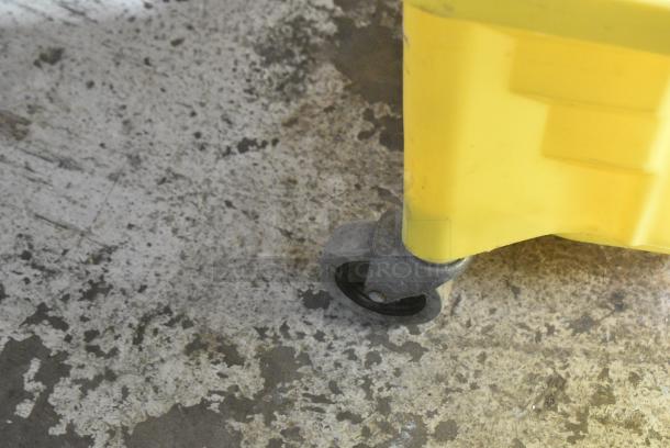 Yellow Poly Mop Bucket w/ Wringing Attachment on Commercial Casters. - Image 8 of 8