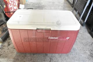 Coleman Poly Red and White Portable Cooler.