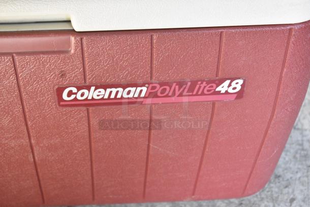 Coleman Poly Red and White Portable Cooler. - Image 4 of 5