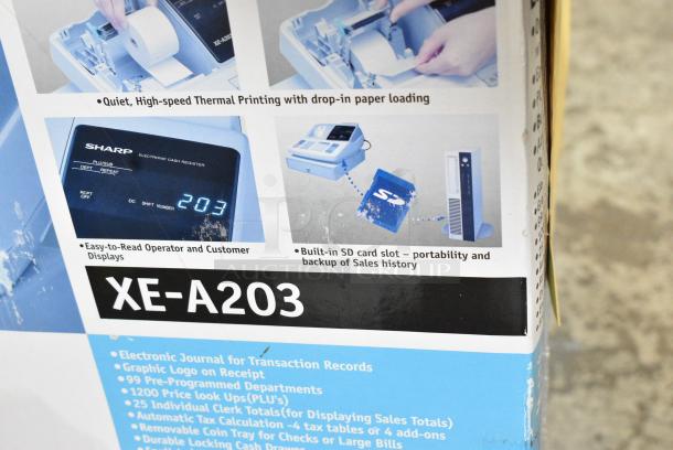 IN ORIGINAL BOX! Sharp XE-A203 Countertop Electronic Cash Register. 115 Volts, 1 Phase. - Image 4 of 4
