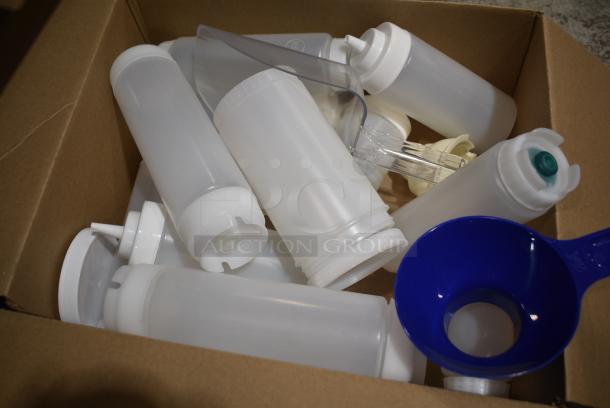 ALL ONE MONEY! Tier Lot of Various Items Including 14 Clear Poly Dry Goods Dispenser, Poly Condiment Bottles and Poly Drop In Bins - Image 4 of 12