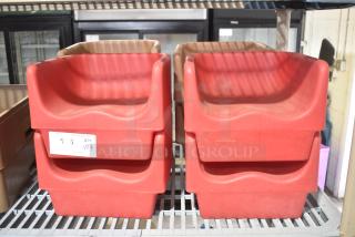 8 Red Poly Booster Seats. 8 Times Your Bid!