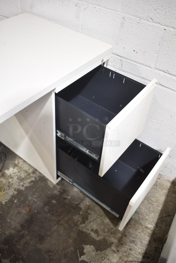 White Desk w/ 2 Drawers. - Image 3 of 3