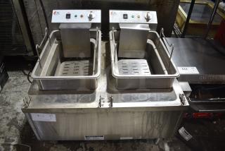 2023 Cooking Performance Group CPG 351EF302 Stainless Steel Electric Powered 2 Bay Fryer. 208-240 Volts, 1 Phase.