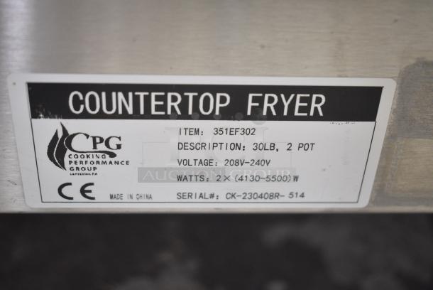 2023 Cooking Performance Group CPG 351EF302 Stainless Steel Electric Powered 2 Bay Fryer. 208-240 Volts, 1 Phase. - Image 7 of 8
