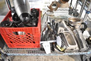 ALL ONE MONEY! Tier Lot of Various Items Including Stainless STeel Bins, Metal Pitchers, Brew Baskets.