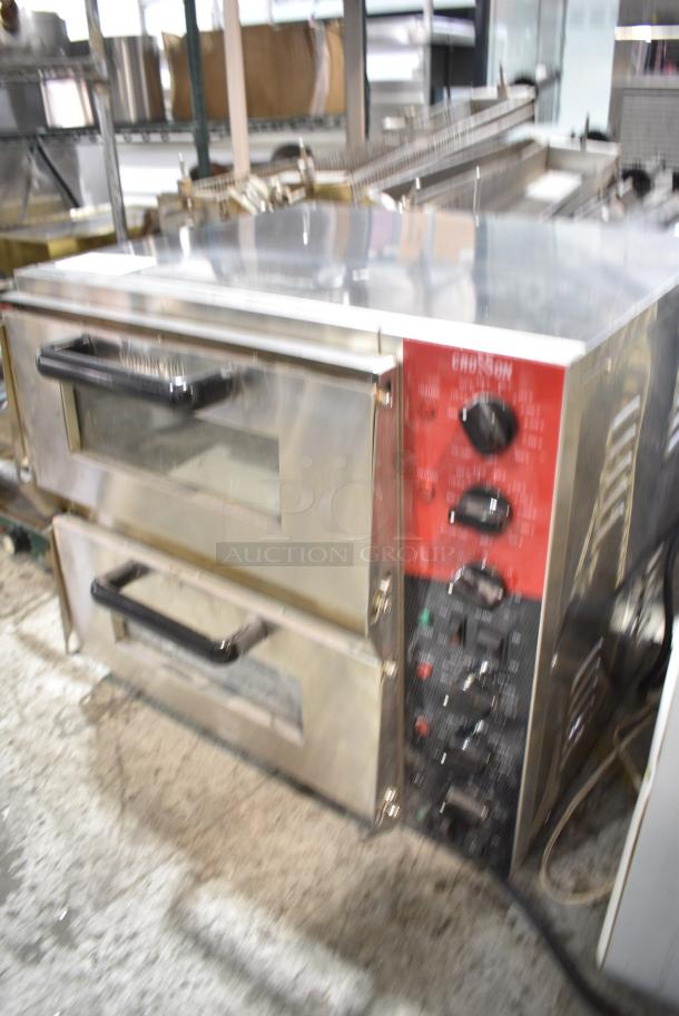2024 Crosson CPO-320 Stainless Steel Countertop Electric Powered 2 Deck Pizza Oven w/ Broken Stones. 120 Volts, 1 Phase. Tested and Working! - Image 3 of 8