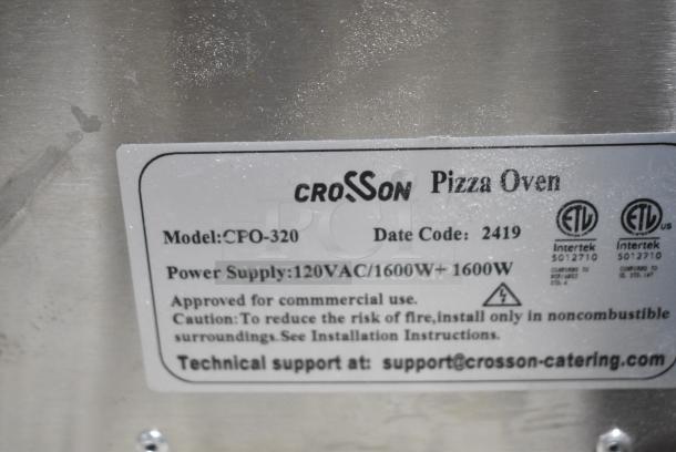 2024 Crosson CPO-320 Stainless Steel Countertop Electric Powered 2 Deck Pizza Oven w/ Broken Stones. 120 Volts, 1 Phase. Tested and Working! - Image 7 of 8