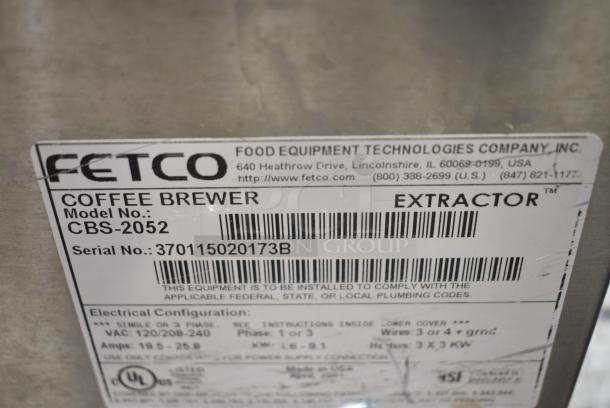 Fetco CBS-2052 Stainless Steel Commercial Countertop Coffee Machine. 120/208-240 Volts, 1 Phase. - Image 6 of 6