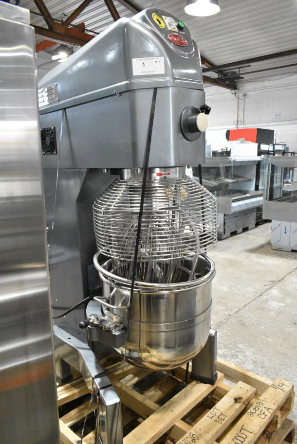 BRAND NEW SCRATCH AND DENT! Avantco 177MX60H Metal Commercial Floor Style 60 Quart Planetary Dough Mixer w/ Stainless Steel Mixing Bowl, Bowl Guard, Dough Hook, Whisk and Paddle Attachments. 240 Volts, 3 Phase. - Image 2 of 8