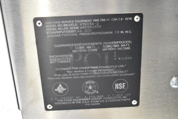 BRAND NEW SCRATCH AND DENT! Vulcan VTEC36-2 Stainless Steel Commercial Countertop Liquid Propane 36" Infrared Charbroiler - 66,000 BTU - Image 9 of 9