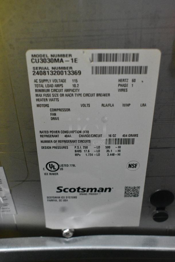 BRAND NEW SCRATCH AND DENT! 2024 Scotsman CU3030MA-1E Stainless Steel Commercial Prodigy Series 30" Air Cooled Undercounter Medium Cube Ice Machine - 313 lbs. 115 Volts, 1 Phase. - Image 8 of 8