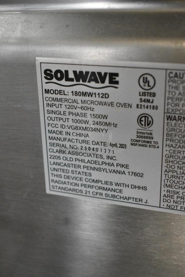 2023 Solwave 180MW112D Stainless Steel Commercial Countertop Microwave Oven. 120 Volts, 1 Phase. - Image 6 of 6