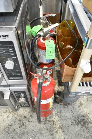 3 Fire Extinguishers. 3 Times Your Bid! BUYER MUST DISMANTLE. PCI CANNOT DISMANTLE FOR SHIPPING. PLEASE CONSIDER FREIGHT CHARGES.