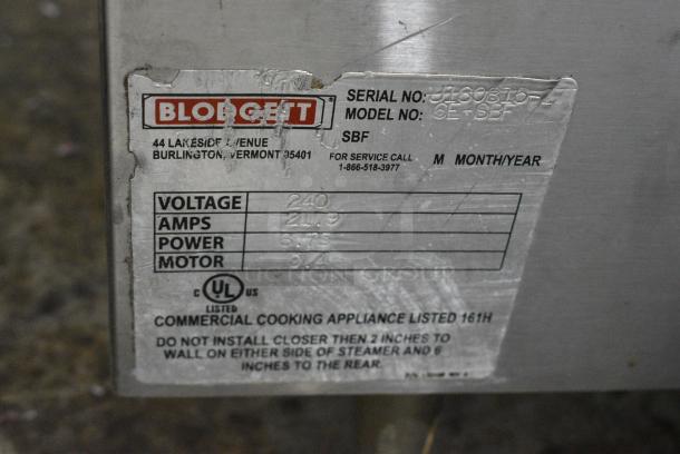 Blodgett 6E-SBF Stainless Steel Commercial Electric Powered Single Deck Steam Cabinet. 240 Volts. - Image 8 of 8