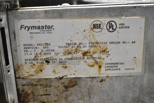 Frymaster FH217SE Stainless Steel Commercial Electric Powered 2 Bay Deep Fat Fryer w/ 2 Dumping Stations on Commercial Casters. 480 Votls, 3 Phase. - Image 16 of 18