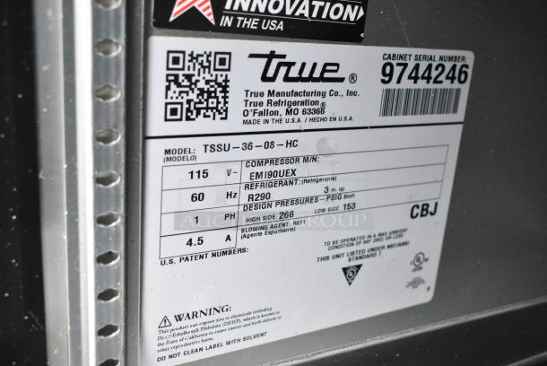 2019 True TSSU-36-08-HC Stainless Steel Commercial Sandwich Salad Prep Table Bain Marie Mega Top on Commercial Casters. 115 Volts, 1 Phase . Tested and Working! - Image 8 of 8