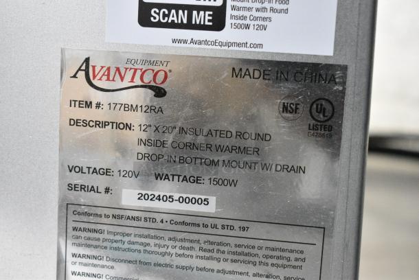BRAND NEW SCRATCH AND DENT! Avantco 177BM12RA Stainless Steel Commercial Single Bay Drop In Steam Well. 120 Volts, 1 Phase. - Image 5 of 5
