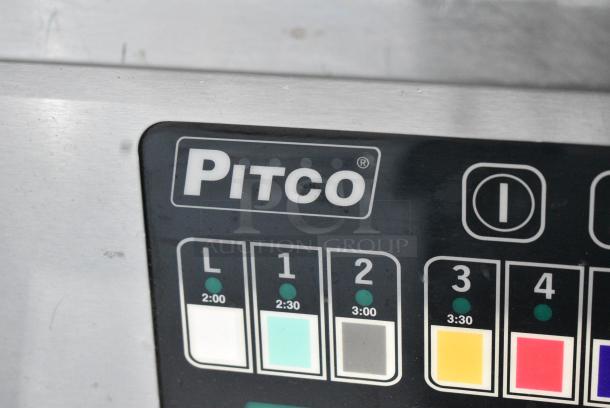 Pitco Frialator SSH60W Stainless Steel Commercial Natural Gas Powered 4 Bay Deep Fat Fryer w 6 Metal Fry Baskets on Commercial Casters.  100,000 BTU. - Image 3 of 16