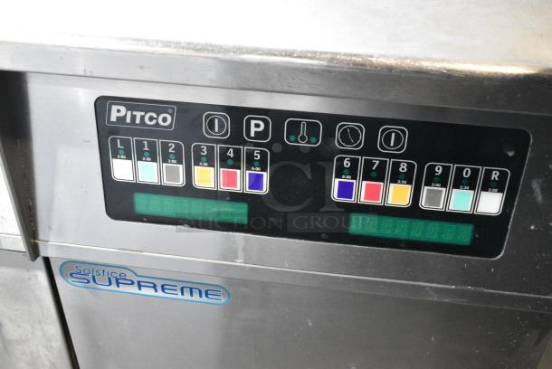 Pitco Frialator SSH60W Stainless Steel Commercial Natural Gas Powered 4 Bay Deep Fat Fryer w 6 Metal Fry Baskets on Commercial Casters.  100,000 BTU. - Image 4 of 16