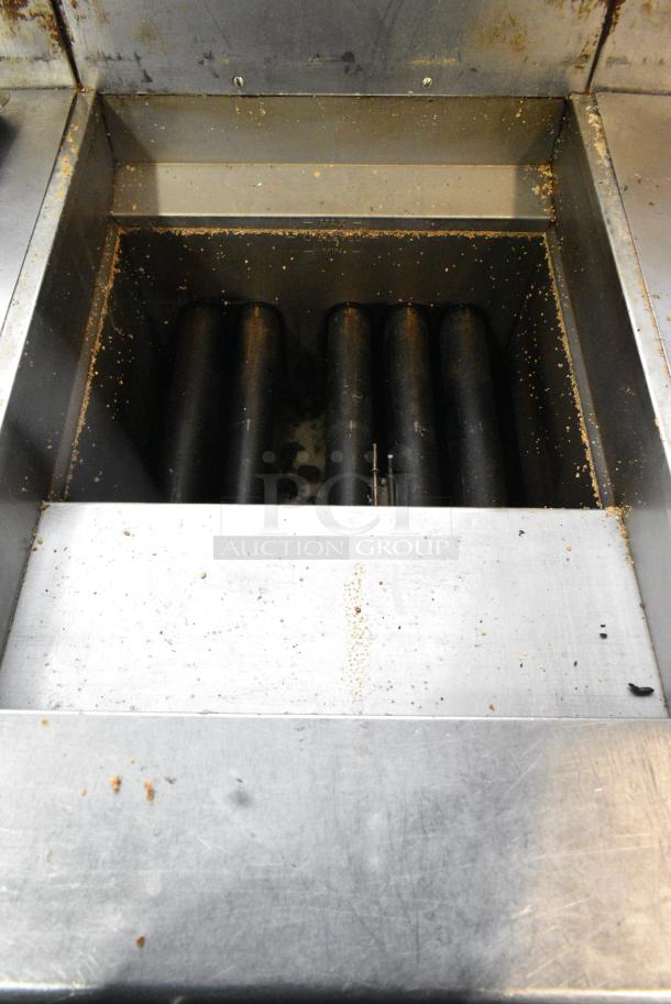 Pitco Frialator SSH60W Stainless Steel Commercial Natural Gas Powered 4 Bay Deep Fat Fryer w 6 Metal Fry Baskets on Commercial Casters.  100,000 BTU. - Image 9 of 16
