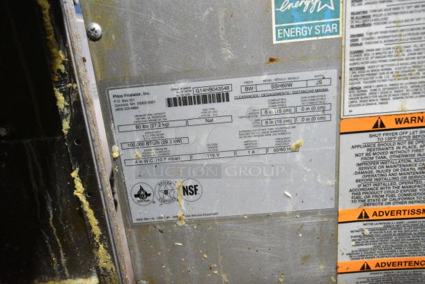 Pitco Frialator SSH60W Stainless Steel Commercial Natural Gas Powered 4 Bay Deep Fat Fryer w 6 Metal Fry Baskets on Commercial Casters.  100,000 BTU. - Image 16 of 16