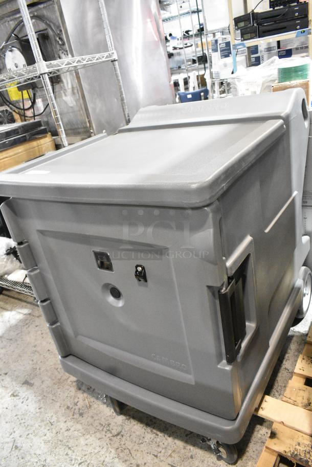 BRAND NEW SCRATCH AND DENT! Cambro CMBH1826LF191 Camtherm® Granite Gray Low Profile Electric Hot Food Holding Cabinet in Fahrenheit on Commercial Casters. 120 Volts, 1 Phase. - Image 1 of 6