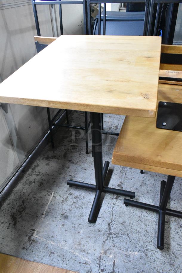 23 Butcher Block Wooden Table on Black Metal Table Base. 23 Times Your Bid! - Image 1 of 5