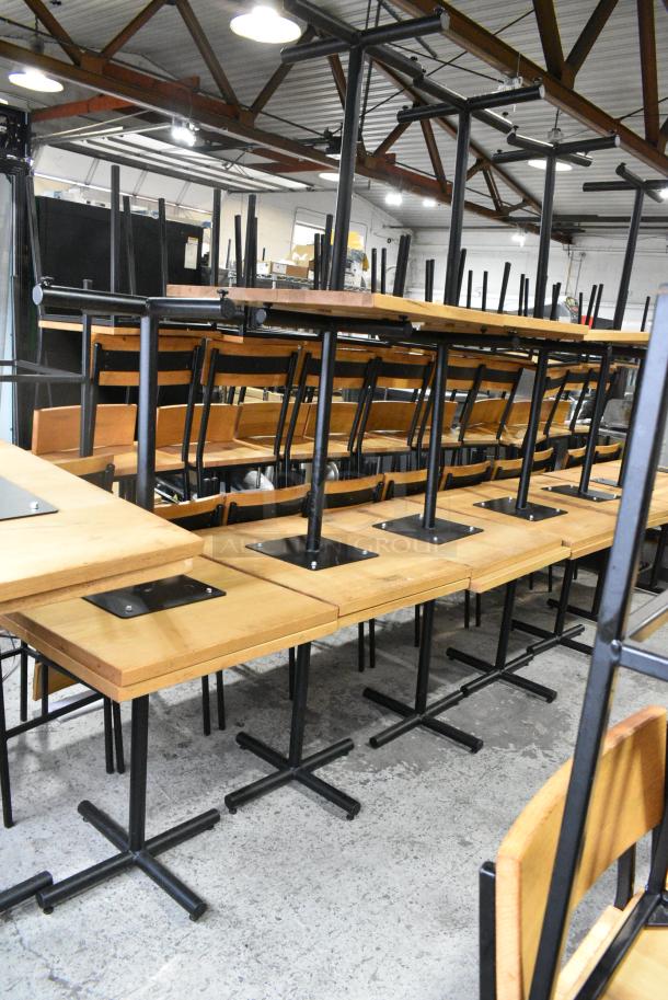 23 Butcher Block Wooden Table on Black Metal Table Base. 23 Times Your Bid! - Image 2 of 5