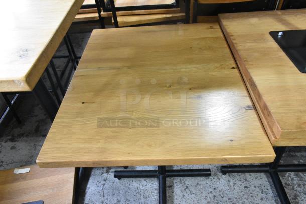 23 Butcher Block Wooden Table on Black Metal Table Base. 23 Times Your Bid! - Image 5 of 5