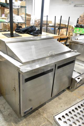 Arctic Air AMT48RZ Stainless Steel Commercial Sandwich Salad Prep Table Bain Marie Mega Top on Commercial Casters. 115 Volts, 1 Phase. Tested and Working!