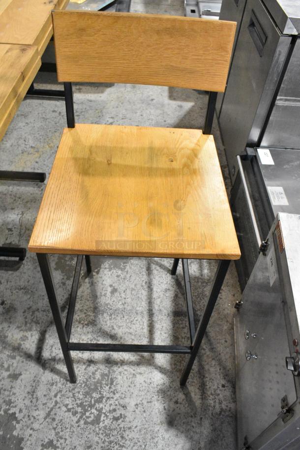 10 Wooden Bar Height Chair on Black Metal Frame. 10 Times Your Bid! - Image 1 of 5