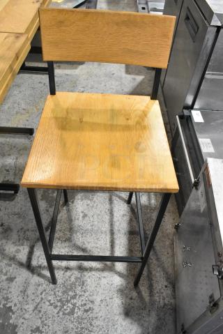10 Wooden Bar Height Chair on Black Metal Frame. 10 Times Your Bid!